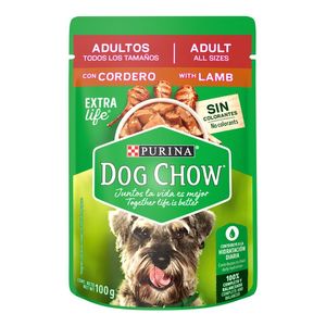 Purina Dog Chow Sabrosobre Cordero Alimento Húmedo Adulto Todos los Tamaños 100 g Purina Campeón Alimento Seco para Perros Adultos Todos los Tamaños Soya Maíz Carne y Pollo Bulto de 18 kg