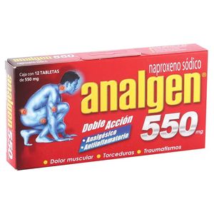 Analgésico Y Antiinflamatorio Analgen 550 12 Pz