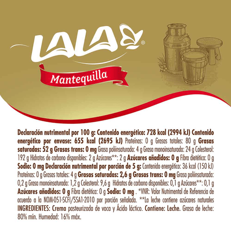 Mantequilla Lala Sin Sal 90 g