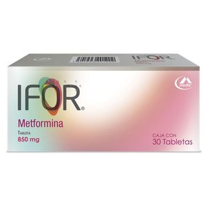 Ifor 850 Mg 30 Tab Clorhidrato de Metformina 30 Pz