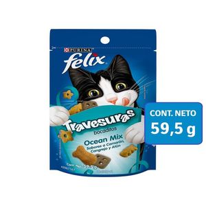 Purina Felix Snacks Travesuras para Gato Ocean Mix Bolsa de 59.5 g Juguete para Perros Ratón