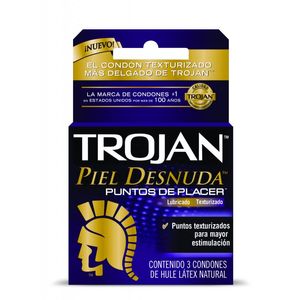 Trojan Condon Piel Desnuda Puntos De Placer con 3 pz