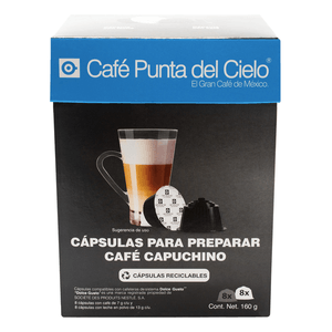 Punta del Cielo Cápsulas Cappuccino Compatibles DG con 16 pz, 160 g