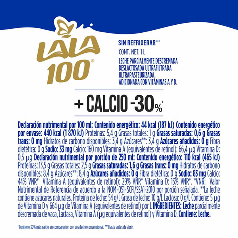 Leche Entera Lala 100 Sin Lactosa 1 L