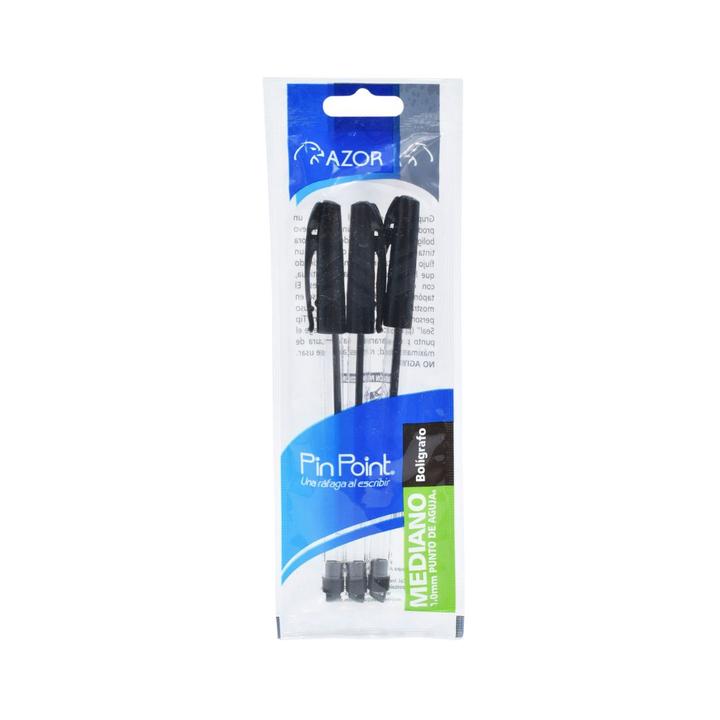 Azor Pluma Punto Fino Negro 3 Pz - Mi Tienda del Ahorro