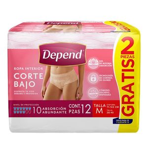 Depend Ropa Interior Mujer Corte Bajo Mediano con 10 pz