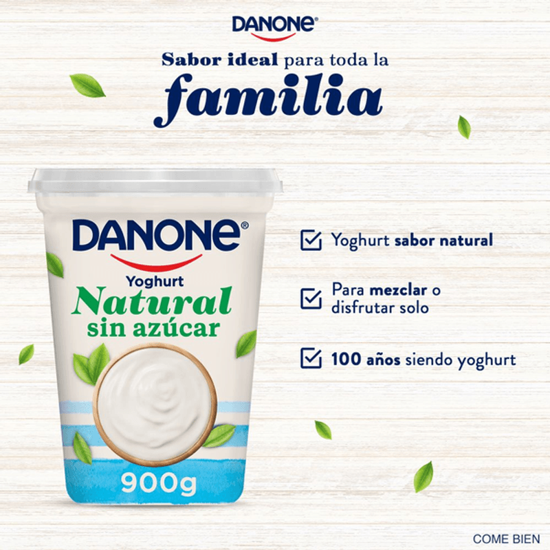 Danone Yogurt Natural sin Azúcar 900 g - H-E-B México