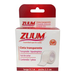 Zuum Cinta Transparente Microporosa 2.5 cm X 9.1 M 1 pz