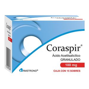 Coraspir Granulado caja con 15 sobres de 100 mg c/u