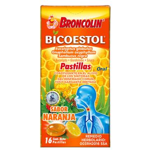 Broncolin Antigripal Pastillas Bicoestol Naranja con 16 pz