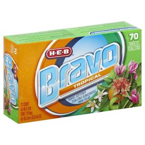 HEB Bravo Toallitas Suavizantes de Tela para Secadora Aroma Tropical con 70 pz