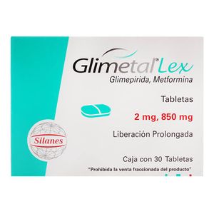 Glimetal Lex 2/850 Mg 30 Tabletas 1 Pz