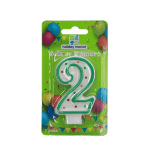 Vela Confetti Numero 2 Verde 24 Pz