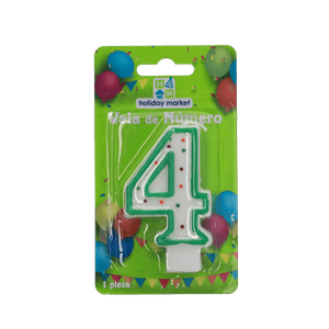 Vela Confetti Numero 4 Verde 24 pz