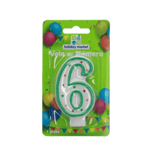 Vela Confetti Numero 6 Verde 24 Pz