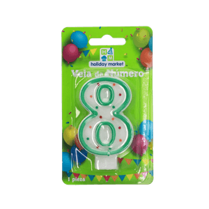 Vela Confetti Numero 8 Verde 24 Pz