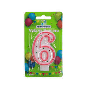 Vela Rosa Pastel Numero 6 24 Cj