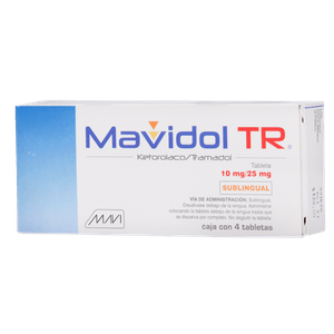 Mavidol Tr 10/25mg Sub 4 Tab Ketorolaco Tramadol G 4 Pz