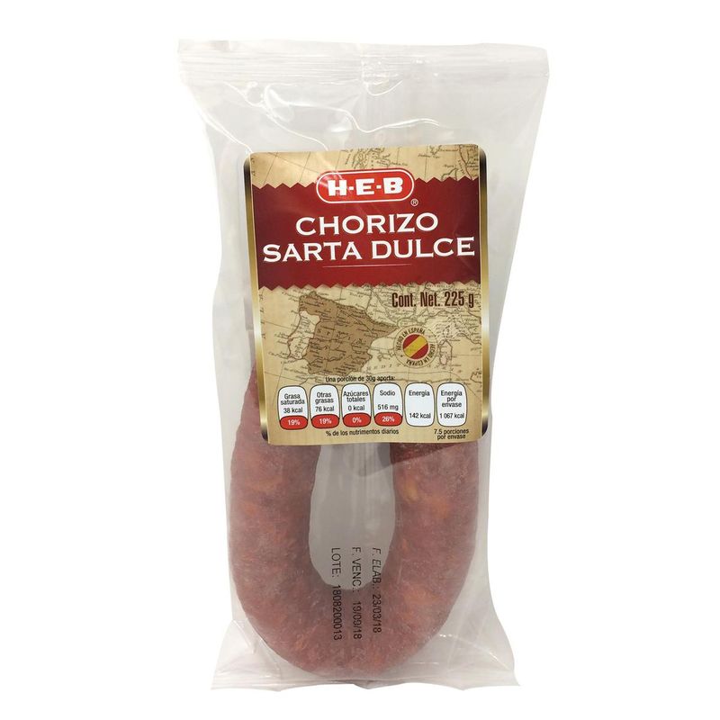 Heb Chorizo Sarta Dulce 225 g HEB México