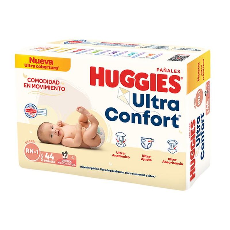 Pañales Huggies Ultraconfort Etapa 1 Recien Nacido 40 pz