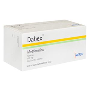 Dabex 500 Mg 60 Tab Clorhidrato de Metformina 60 Pz