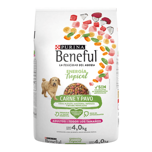 Purina Beneful Energía Tropical Alimento Seco Adultos Todos los Tamaños Carne y Pavo Bulto de 4 kg IAMS Alimento Seco para Perros Razas Pequeñas y Minis 3.2 kg