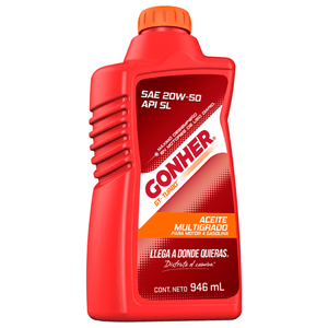 Aceite Para Motor Gonher GT Turbo Multigrado SAE 20W-50 API SL 110 1 L 1 Pz