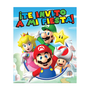 Fiesta Invitacion S/Sob P/24 C/6 Mario Bros 1 Pz