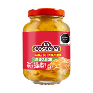 Chile Habanero Rajas en Escabeche Frasco 210 Gr