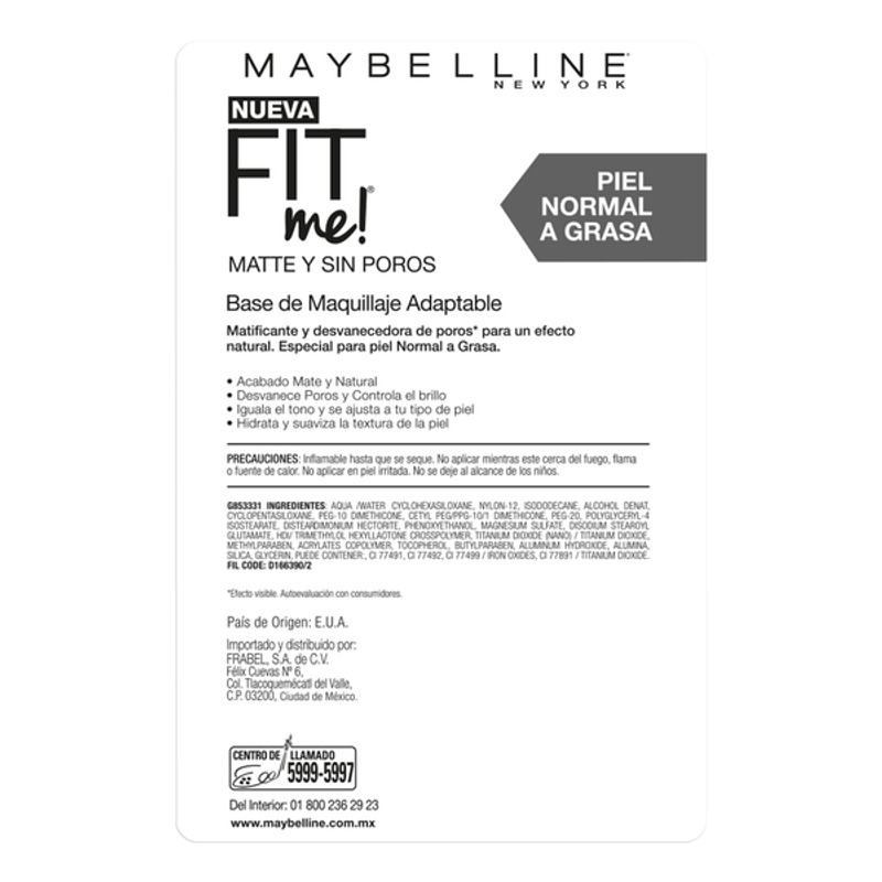 Base de maquillaje Maybelline Fit Me! matte + poreless 110