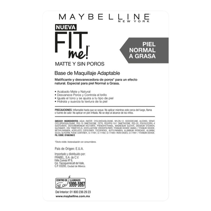 Maybelline Base de Maquillaje Fit Me! Matte + Pore - H-E-B México