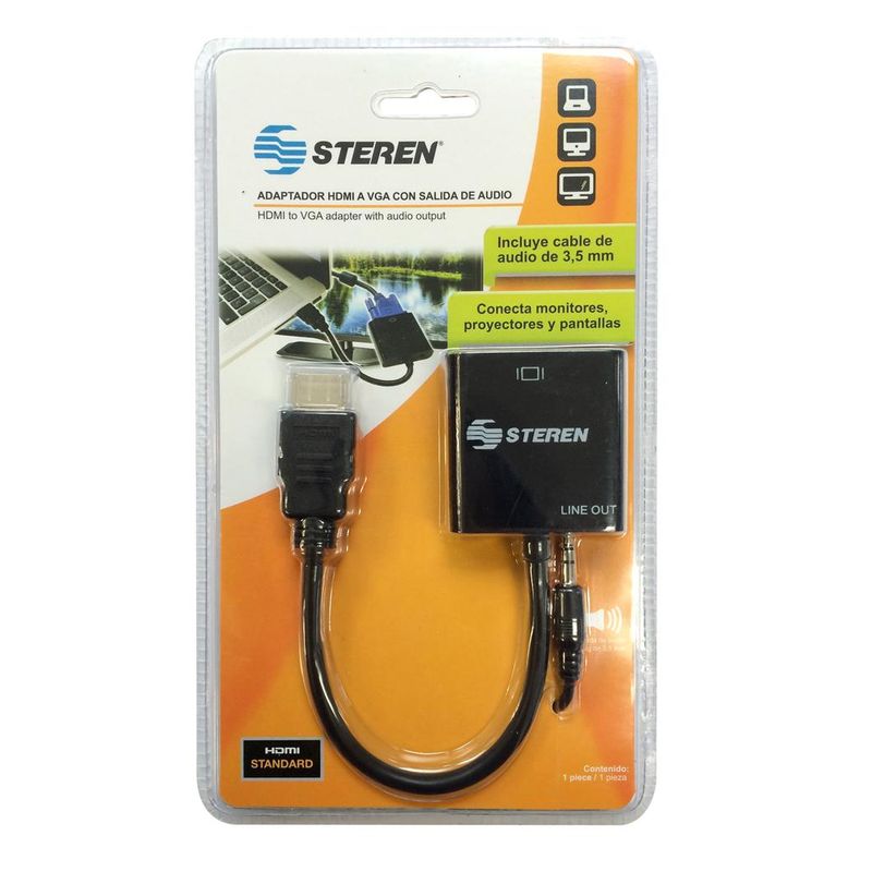 Adaptador Hdmi A VGA con salida de audio Steren