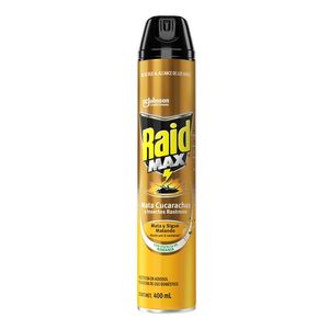 RAID MAX Insecticida en Aerosol Mata Cucarachas e Insectos Rastreros con Esencia Naranja 400 ml