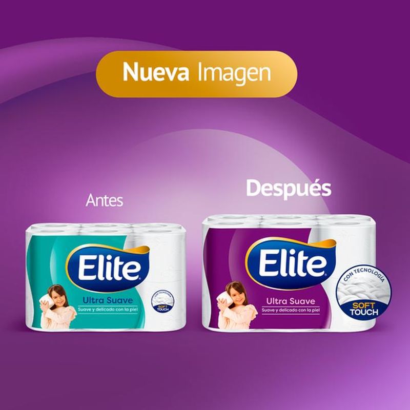 Elite Ultra Suave Papel Higiénico Doble Hoja 12 Rollos - Suave y Delicado  con la Piel