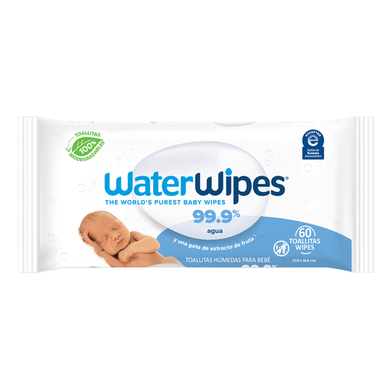 WaterWipes Toallitas para bebé originales sin plástico, 99.9% toallitas a  base de agua, sin perfume e hipoalergénicas para pieles sensibles, 300
