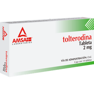 Tolterodina  2 Mg 14 Tabletas Gen 1 Pz