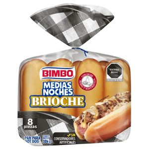 Pan Para Hot Dog Medias Noches Brioche 384 Gr