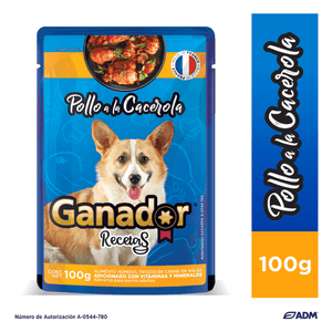 Alimento Húmedo para Perro Pollo a la Cacerola 100 g Carnaza Natural Paparnaza