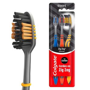 Colgate Zig Zag Cepillo de Dientes Charcoal con 3 pz