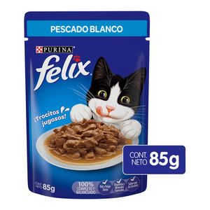 Purina Felix Pescado Blanco Alimento Húmedo para Gatos Adultos Pouch de 85 g Alimento Húmedo Gato Salmón a la Plancha 85 g