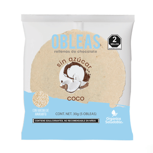 Oblea Coco Rellena de Chocolate sin Azúcar 301 g Oblea Coco Rellena de Chocolate Sin Azúcar  301 Gr