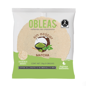 Oblea Matcha Rellena de Chocolate sin Azúcar 304 g Oblea Matcha Rellena de Chocolate Sin Azúcar  304 Gr