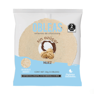 Oblea Nuez Rellena de Chocolate sin Azúcar 303 g Oblea Nuez Rellena de Chocolate Sin Azúcar  303 Gr