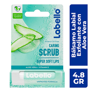 LABELLO Bálsamo Labial Exfoliante Scrub con Aloe Vera 4.8 g 1 pz