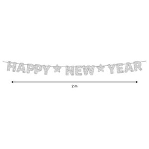 Fiesta Banner Movil Happy New Year Glitter Plata 1 Pz