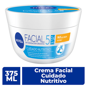 NIVEA Crema Facial Hidratante 5 en 1 Nutritiva 375 ml