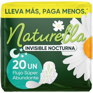 Toallas Femeninas Naturella Invisibles Nocturnas con 20 pz