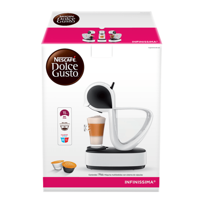 Cafetera de cápsulas  Nescafé Dolce Gusto Krups Infinissima KP1701, 1500  W, 15 Bar, 1.2 L, Calentamiento en 30 s, Función caliente y frío, Blanco