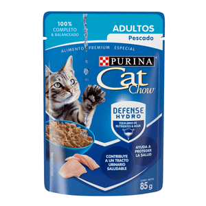 Purina Cat Chow Defense Hydro Adultos Pescado Alimento Húmedo para Gatos Adultos Pouch 85 g Full Life Alimento Seco para Perros Adulto Raza Pequeña 8 kg