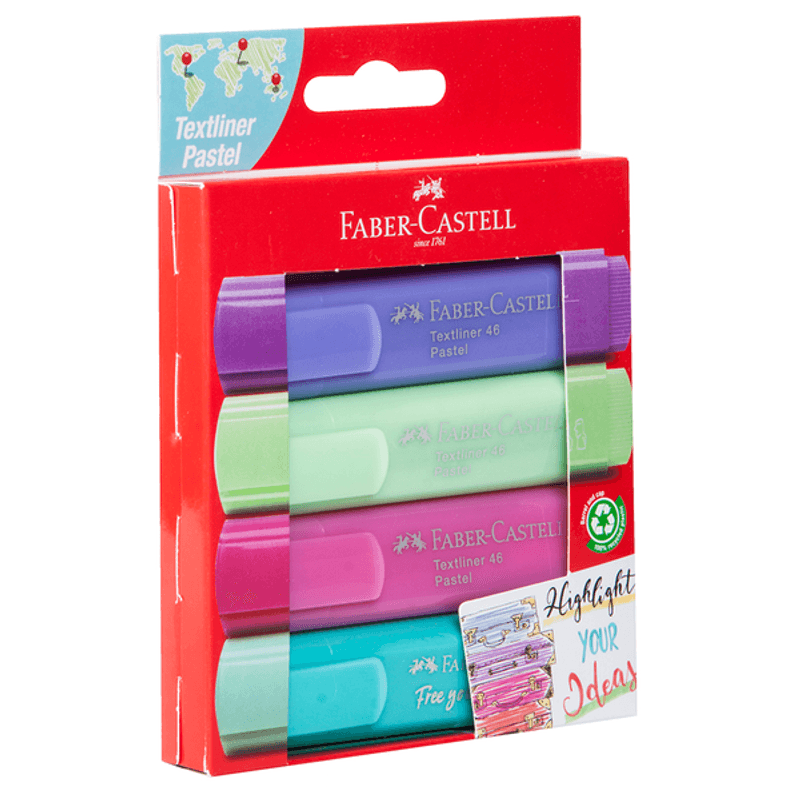 Set de 4 Rotuladores Textliner Pastel Faber-Castell